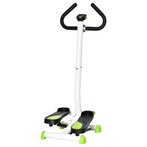 Homcom Stepper con Manubrio, Monitor LCD e Pedali Antiscivolo, 55x44x108Acm, Bianco e Verde