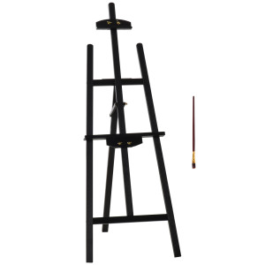 Homcom Cavalletto Pittura Pieghevole Studio Professionale con Altezza e Angolazione Regolabile in Legno, 51.5x71.5x134.5cm, Nero Aosom Italy