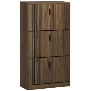 Homcom Scarpiera Ingresso a 3 Scomparti con Ripiani Interni Regolabili, in Legno, 63x24x114 cm, color Noce   Aosom