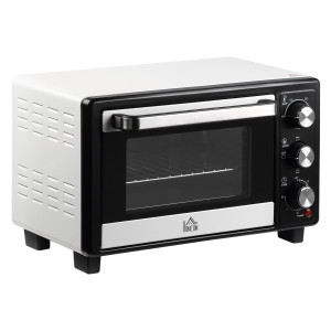 Homcom Fornetto Elettrico 16L Temperatura Regolabile e Timer, 3 Metodi di Cottura e Accessori, 1400W, Bianco