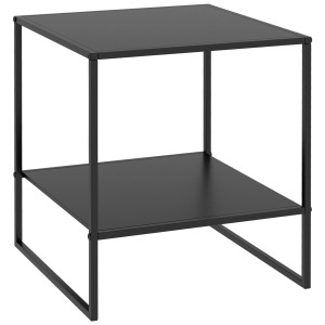 Homcom Tavolino da Caffè in Stile Industriale in Acciaio a 2 Ripiani, 40x40x45cm, Nero