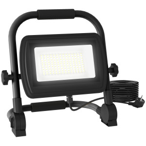 Homcom Faretto LED da Lavoro da 6500k con Testa Girevole e Supporto, in Alluminio e Metallo, 25.5x16x25.5 cm, Nero