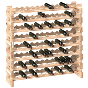 Homcom Portabottiglie in Legno di Pino, Cantinetta Vini con 8 Ripiani per 96 Bottiglie, 114x28x113.5 cm, Colore Legno