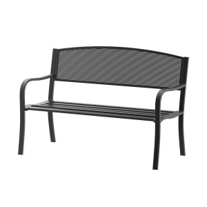 Outsunny Panca da Esterno Sedia da Giardino 2 posti in Acciaio, Nero, 127x60x85cm Aosom