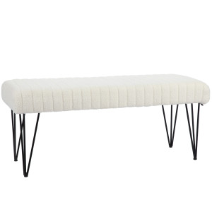 Homcom Panca Fondoletto Moderna con Gambe a Forcina, in Tessuto Effetto Ciniglia, Legno e Metallo, 118.5x46x49.5 cm, Crema