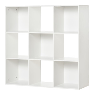 Homcom Libreria Bianca per Casa e Ufficio, Scaffale dal Design Moderno con 9 Scomparti in Legno, 91.5x29.5x91.5 cm   Aosom Italy