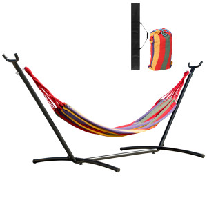 Outsunny Amaca da Giardino Autoportante con Struttura in Acciaio e Cotone Multicolor, Custodia Inclusa Aosom