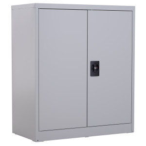 Vinsetto Armadietto Mobile Ripiano Regolabile Chiusura di Sicurezza per Casa Ufficio Garage Acciaio 80x40x92.5cm Grigio Aosom