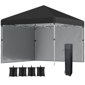 Outsunny Gazebo 3x3m Pieghevole con Borsa da Trasporto e sacco di sabbia,in Acciaio e Tessuto Oxford,Altezza Regolabile,Nero   Aosom Italy