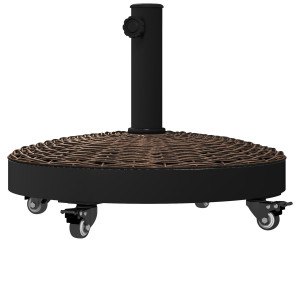 Outsunny Base per Ombrellone da Giardino Rotonda a 4 Ruote con Freni, in Acciaio e Resina, Ø52x41 cm, Bronzo e Nero
