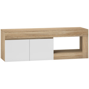 Homcom Mobile Porta TV 60" con Armadietto 2 Ante e Ripiano Aperto, 140x40x48 cm, Legno Naturale
