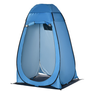 Outsunny Tenda Doccia da Campeggio e Spiaggia con Porta a Cerniera e Borsa di Trasporto, 126x124x189 cm, Blu