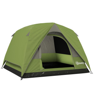 Outsunny Tenda da Campeggio per 3 Persone Impermeabile con Tasca, Gancio per Lanterna e Borsa, 2x2x1.35m, Verde