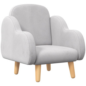 Zonekiz Poltrona per Bambini fino a 3 Anni con Braccioli a Nuvola in Tessuto, 46x51x55cm, Grigio Aosom
