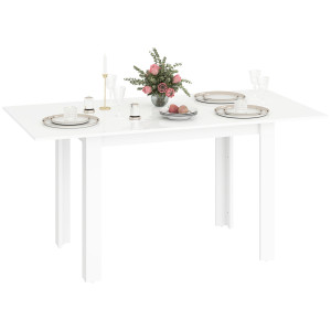 Homcom Tavolo da Pranzo Allungabile per 4-6 Persone con Pannelli a Ribalta, in Legno, 120-160x80x78 cm, Bianco