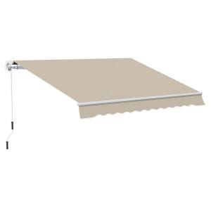 Outsunny Tenda da Sole a bracci retraibili per Esterno con Avvolgibile a Manovella in Metallo e Alluminio, 395x245cm, Beige   Aosom Italy