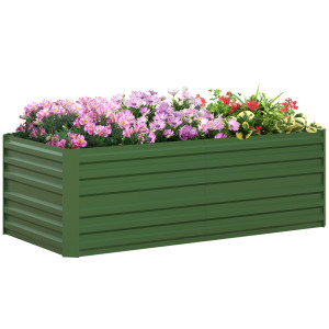 Outsunny Orto da giardino rettangolare rinforzato con tubi in acciaio zincato 180 x 90 x 59 cm