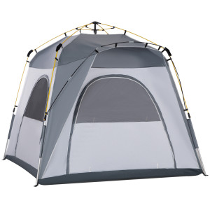Outsunny Tenda da campeggio familiare 4 persone tenda dôme impermeabile leggera, ventilata facile da montare pop-up 4 finestre parasole dim. 2,4L x
