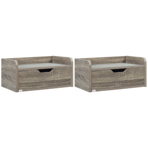 Homcom Set di 2 comodini da parete comodini da notte sospesi cassetto piano aspetto legno dim. 40L x 30l x 19,5A cm- grigio