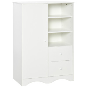 Homcom Armadio con Porta, 5 Ripiani, 3 Nicchie e 2 Cassetti, 85,7x49,2x123,8 cm, Bianco   Aosom Italy