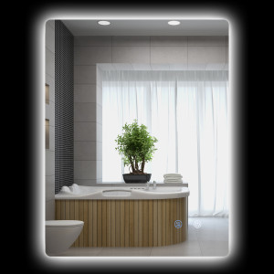 Kleankin Specchio rettangolare luminoso a LED da parete per bagno 80 x 60 cm luminosità regolabile bianco trasparente