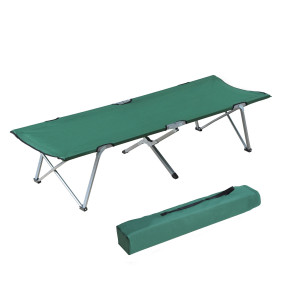 Outsunny Letto da campeggio letto pieghevole 193 x 64 x 40 cm con sacca trasporto poliestere Oxford metallo verde e grigio