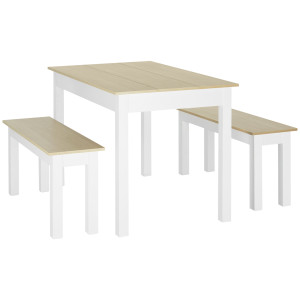 Homcom Set tavolo da pranzo 3 pezzi con 2 panche incassabili per 4-6 persone stile contemporaneo truciolato