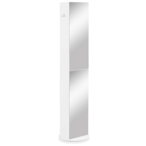 Kleankin Mobile colonne bagno girevole con specchio 6 ripiani 36 x 36 x 171 cm bianco