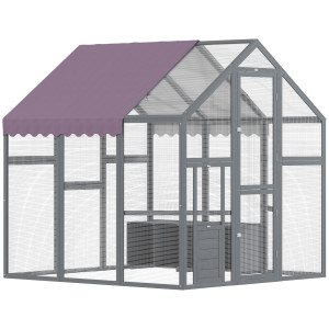 Pawhut Recinto per Galline, Pollaio con tetto impermeabile, 2 nidi, 2 posatoi, per 6-8 Galline, ca. 1,7 x 1,8 x 1,8 m