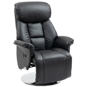 Homcom Poltrona Relax, Funzione Lettura, Ecopelle, Poggiapiedi, 150 kg, 78 x 80 x 109 cm, Nero
