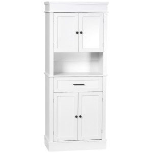 Homcom Credenza da cucina buffet armoire multi-rangement 2 armadi 2 porte cassetto nicchia MDF pannelli di particelle E1 bianco