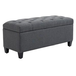 Homcom Puff da salotto con vano portaoggetti e poggiapiedi per salotto, camera da letto, ingresso, 100 x 40 x 44 cm, grigio scuro