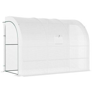 Outsunny Giardino, giardino con copertura in plastica, resistente UV, 3 piani, porte scorrevoli, Bianco