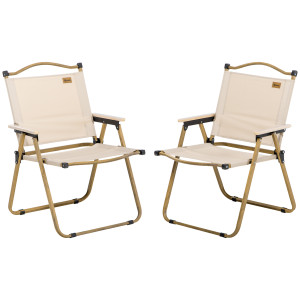 Outsunny Set di 2 sedie da campeggio sedia da pesca pieghevole - tessuto Oxford e struttura in acciaio 54 x 59 x 78 cm kaki