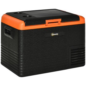 Outsunny Frigorifero elettrico portatile 40L, frigorifero congelatore con maniglie - dim. 58,7L x 36,5l x 43,8H cm arancione e nero