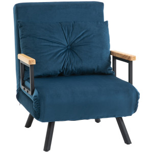 Homcom Poltrona Relax in Stile Scandinavo, Sedia a Dondolo, Poltrona da Lettura. con Cuscino con Bottone, Nero + Naturale