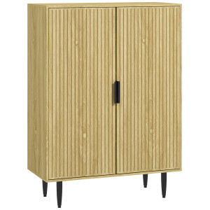 Homcom Armadio scarpiera Salvaspazio con 4 Ripiani Regolabili su 3 diversi livelli, Gambe in metallo per 15 Paia di Scarpe, 80x38x110cm, Rovere Aosom