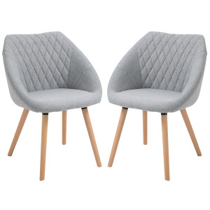 Homcom Set di 2 Sedie Moderne con Seduta Schienale braccioli ergonomici da Pranzo Design Scandinavo - Gambe affusolate in legno, Grigio Aosom Italy