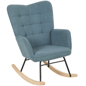Homcom Poltrona a Dondolo, forma ergonomica, scivoli in legno reale, fino a 120 kg, Azzurro Chiaro
