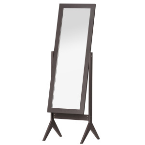 Homcom Specchio da Terra Grande Specchio con Inclinazione Regolabile per Armadio Camera da Letto dim. 47L x 46l x 148H cm in Legno Marrone Scuro