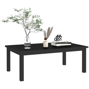 Outsunny Tavolino rettangolare in alluminio con piano a doghe per interno/esterno, 100 x 60 x 37 cm nero