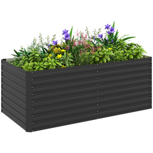 Outsunny Fioriera Rialzata Zincata Rettangolare per Esterno con Fondo Aperto, 160x80x60 cm, Grigio   Aosom Italy