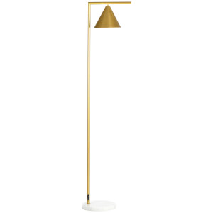 Homcom Lampada da terra per salotto in acciaio con paralume conico orientabile e base in marmo 40W 35 x 26 x 153 cm dorato