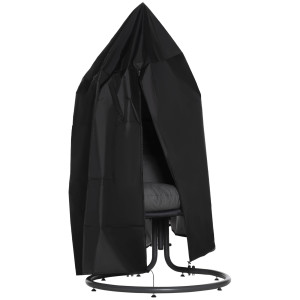 Outsunny Coprisedia sospesa copertura per sedia a bozzolo tessuto Oxford 210D con chiusura lampo Ø 115 x 190 cm nero