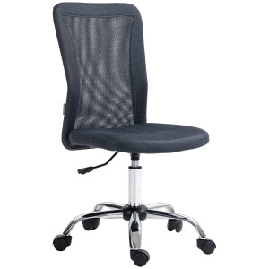 Vinsetto Sedia da ufficio ergonomica altezza regolabile base cromata girevole a 360° rivestimento a maglia grigio scuro