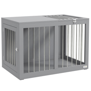 Pawhut Gabbia per Cani Cuccia Trasporto Cani, 2 Porte, chiudibili, Grigio, 80 cm x 50 cm x 56,5 cm