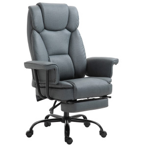 Vinsetto Sedia da Ufficio Ergonomica Poltrona da Computer Girevole a 360° Regolabile in Altezza con Poggiatesta e Braccioli Imbottiti con Poggiapiedi