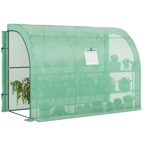 Outsunny Serra da Giardino con 3 Piani e Porte a Rullo, Copertura in Plastica per Resistente ai Raggi UV, 300L x 150P x 213A cm, Verde   Aosom Italy