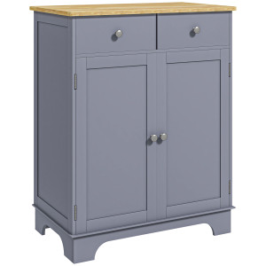 Homcom Mobile da salotto con armadi a doppia porta, 2 cassetti e mensole regolabili, 68x40,3x85cm, grigio e legno naturale