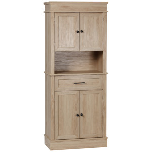 Homcom Credenza da cucina buffet con armadi, ripiani regolabili, cassetto e nicchia, stile moderno per sala da pranzo, soggiorno, 74 x 39,5 x 183 cm,